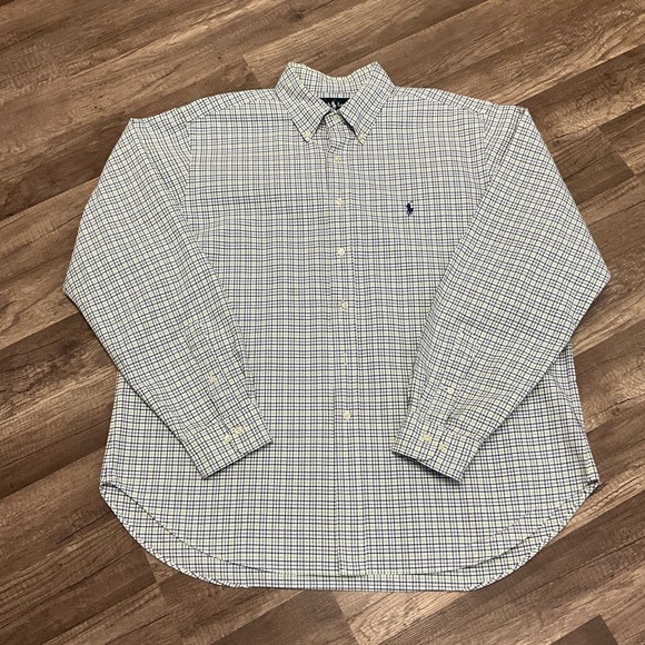 Ralph Lauren Men’s Classic Fit Long Sleeve Button Up 17.5 36/37 Blue Plaid - Picture 1 of 5